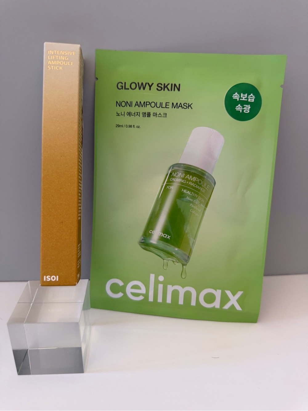 Isoi Intensive Lifting Ampoule Stick & Celimax Glowy Skin Noni Ampoule Mask